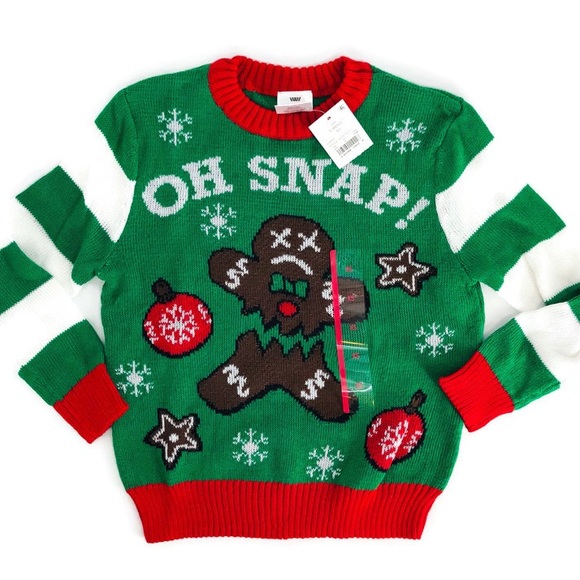 NWT Boys Oh Snap Ugly Christmas Sweater XSmall - Picture 1 of 6
